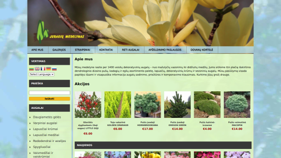 Plant nursery website featuring decorative plants, navigation menu, and promotional plant offers with prices.