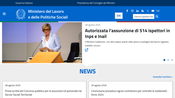 Official website of the Ministry of Labor and Social Policies featuring news updates.