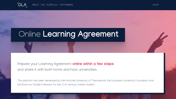 Online Learning Agreement platform for preparing and sharing learning agreements with universities