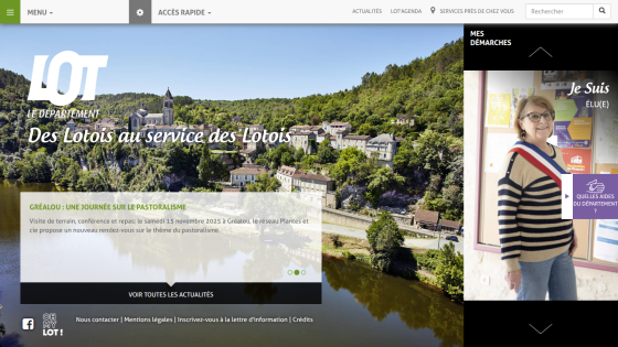 Department of Lot website with a scenic landscape background and announcement about a pastoralism event on November 15, 2025