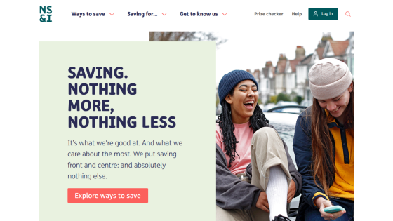 Website promoting savings with a tagline and call-to-action button.