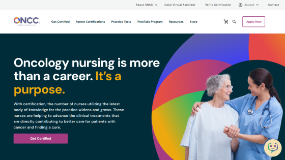 Oncology nursing certification site promoting purpose and clinical advancement with a call to get certified