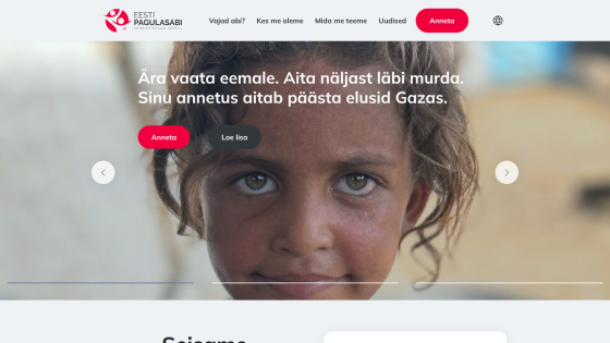 Estonian Refugee Council website with navigation and hero section about Tallinn humanitarian conference on November 6