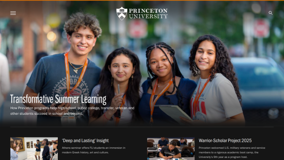 Princeton University summer learning program with students and key information highlighted.