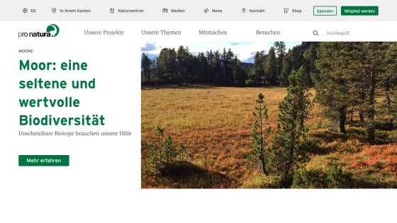 Website promoting rare and valuable biodiversity of moors with a call to action to learn more