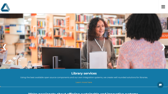 Library services section highlighting solutions for libraries with a smiling librarian.