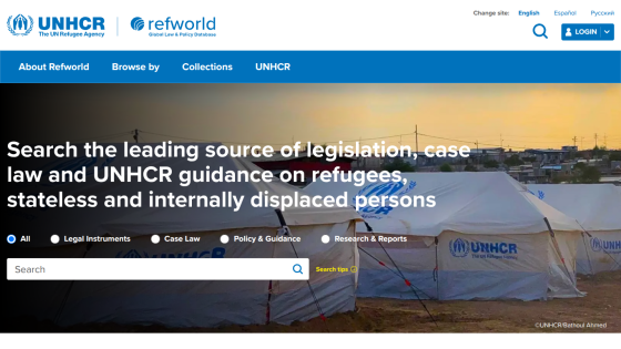 Search interface for legislation and guidance on refugees and displaced persons.