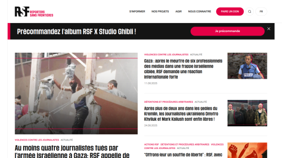 News website featuring articles on journalism and press freedom.