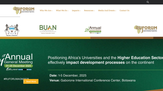 RUFORUM 21st Annual General Meeting from 01-05 December 2025 in Botswana focusing on higher education impact in Africa