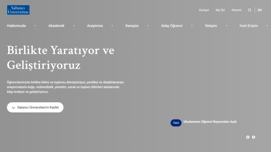 Website header with the text 'Birlikte Yaratıyoruz ve Geliştiriyoruz' and a call-to-action button.