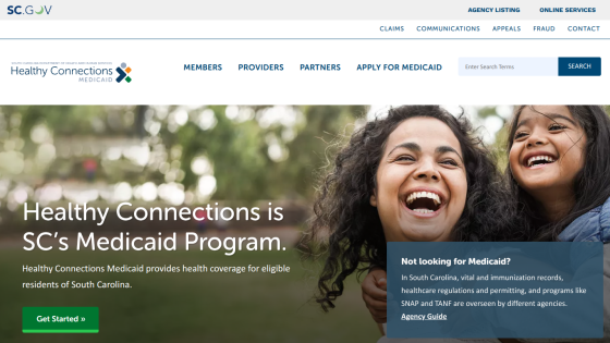 Healthy Connections is SC's Medicaid Program with a call to action to get started.