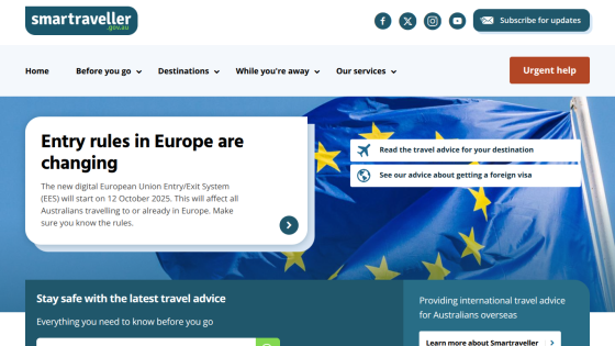 Travel advice on changing entry rules for Europe, with navigation and updates.