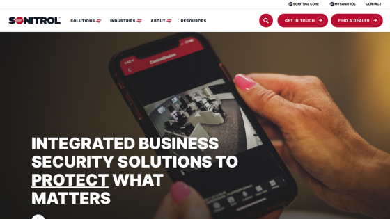 Integrated business security solutions to protect what matters with navigation and contact options.