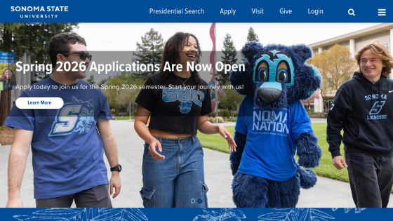 Spring 2026 applications announcement with students and mascot on campus.