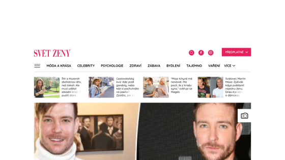 Homepage of Svět Žen featuring articles on celebrities and lifestyle.