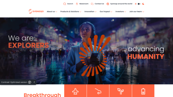 Homepage featuring a woman with a phone and the text 'We are EXPLORERS... advancing HUMANITY.'