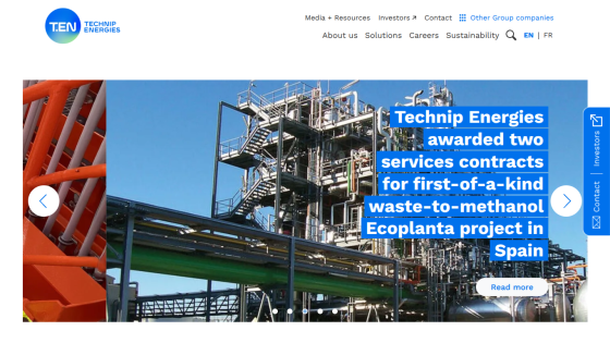 Technip Energies announces two service contracts for a waste-to-methanol Ecoplanta project in Spain