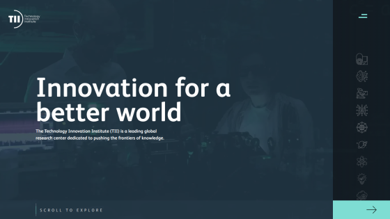 Homepage hero section with headline 'Innovation for a better world' and navigation menu