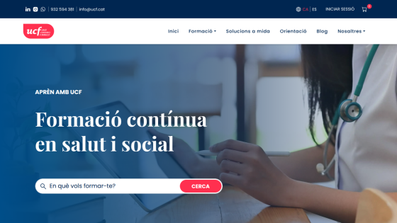Continuous training in health and social care with a search bar for courses on UCF website