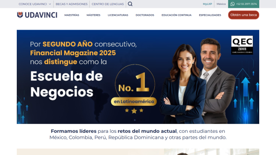 UDAVINCI business school recognized as No. 1 in Latin America by Financial Magazine 2025, promoting leadership for global challenges