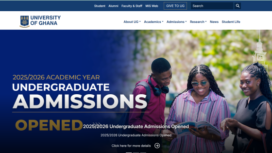University of Ghana undergraduate admissions announcement for 2025/2026 academic year.