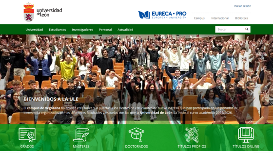 Welcome message and key navigation options for Universidad Valle.