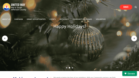 Homepage with top navigation bar, main headline, and a large hero image showcasing product features