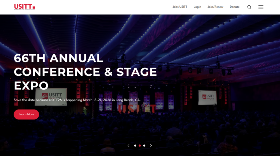 USITT Awards & Grants page highlighting programs for all career stages with a Learn More button