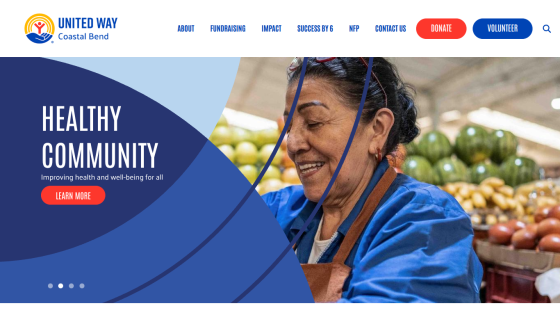 Homepage with navigation bar, large hero image featuring a smiling woman and text 'Get your free trial today'
