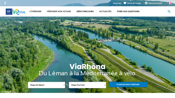 ViaRhôna cycling route from Lake Geneva to the Mediterranean with itinerary planning options
