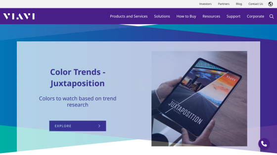 Color Trends - Juxtaposition with a call-to-action button to explore.