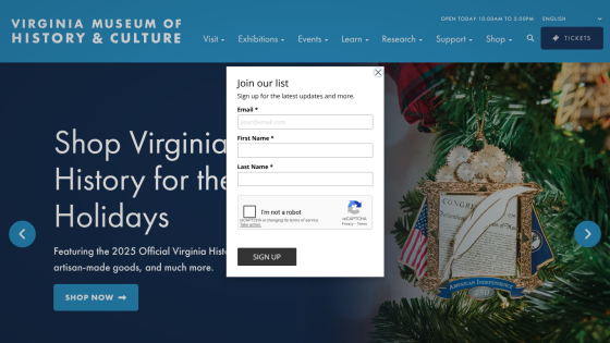 Homepage header with navigation menu and hero section featuring a headline and call-to-action button