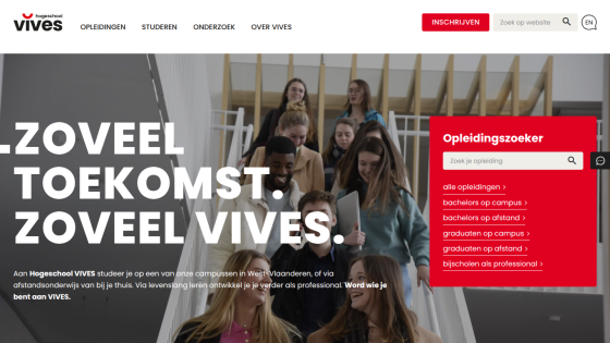 Education website homepage with headline about future and a red training course search box