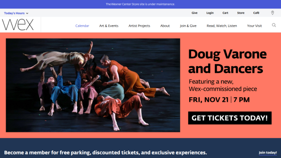 Doug Varone and Dancers event on Nov 21 at 7 PM with ticket purchase call to action