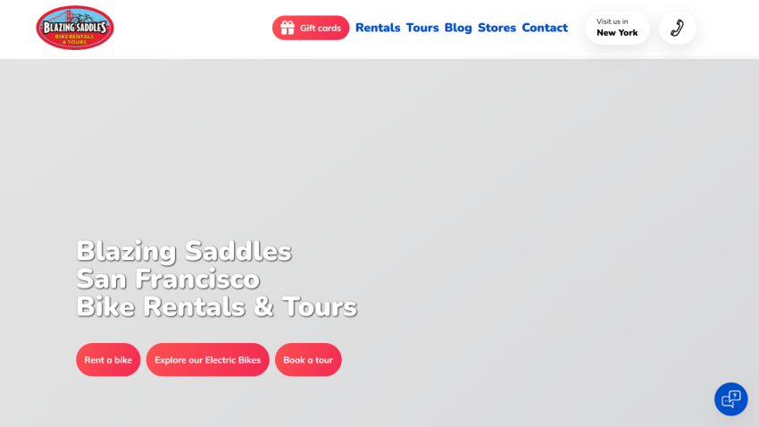 Blazing Saddles San Francisco bike rentals and tours with options to rent a bike, explore electric bikes, or book a tour