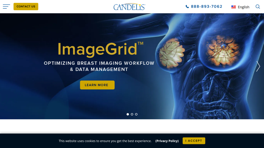ImageGrid optimizing breast imaging workflow and data management with learn more button