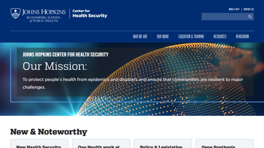 Johns Hopkins Center for Health Security mission statement on health protection.