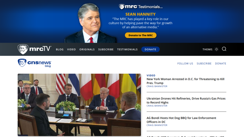 News headlines and featured articles on mrcTV with a prominent image and navigation options.