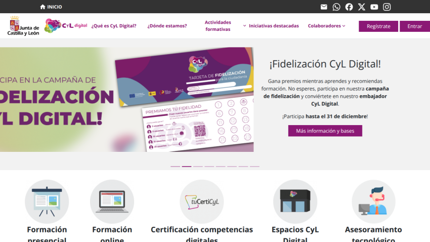 Junta de Castilla y León CyL Digital loyalty campaign with registration and information options