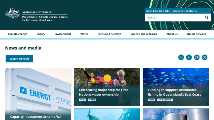 News and media section featuring articles and images related to environmental initiatives.