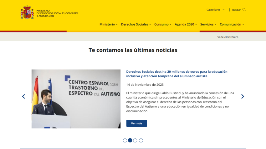Spanish Ministry of Social Rights news about 20 million euros for inclusive education and early attention for autistic students.