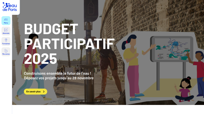 Budget Participatif 2025 campaign inviting project submissions for the future of water in Paris