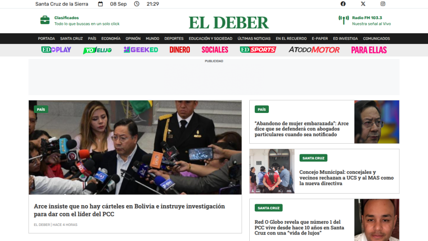 News website featuring articles and images related to current events.