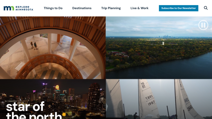 Homepage featuring scenic views and the phrase 'star of the north'.