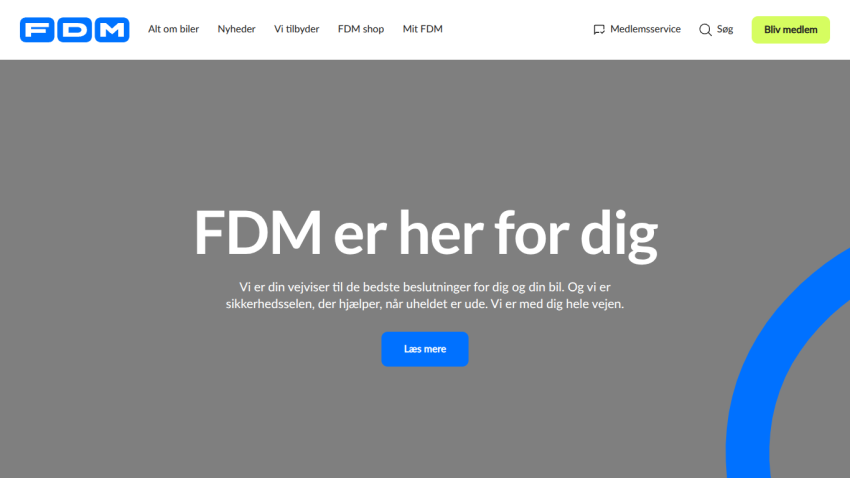 FDM homepage with a welcoming message and call to action button.