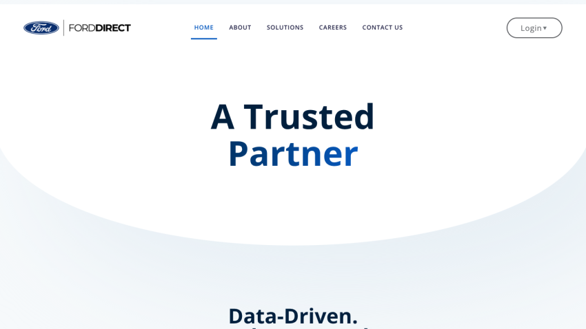 Website header with navigation and hero section titled 'A Trusted Partner'