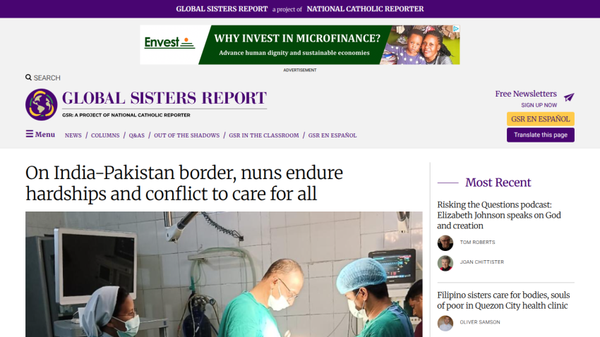 News article on India-Pakistan border hardships with image of medical personnel attending a patient