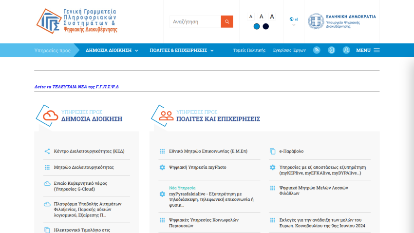 Website section displaying services and information with navigation options.