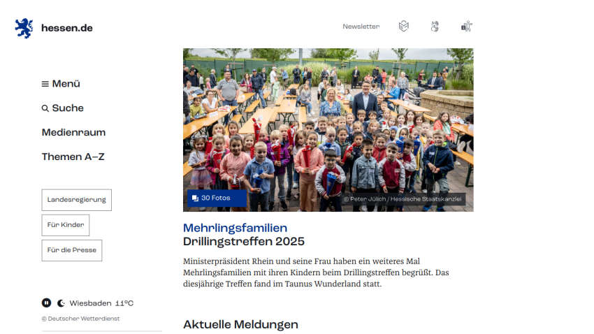 Event announcement for Mehrfamilien Drillingstreffen 2025 with a group photo.