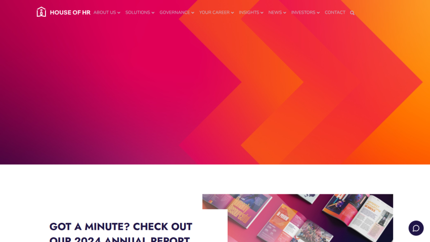 Colorful header with a call to action for the annual report and images of publications.